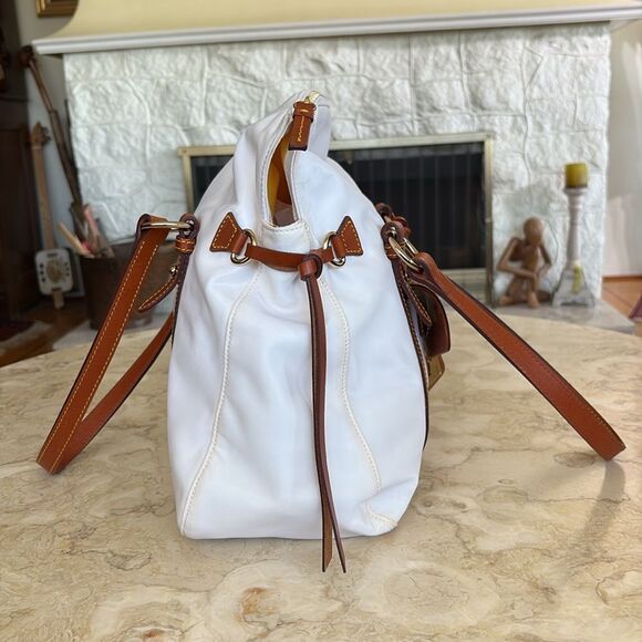 Dooney & Bourke Florentine Smith Bag Leather & White Nylon Vintage - Picture 5 of 16